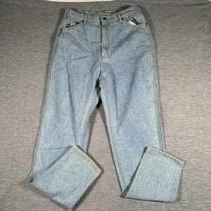 Vintage Lee Jeans Womens 14 Long Blue High Rise Tapered Light‎ Wash Denim USA